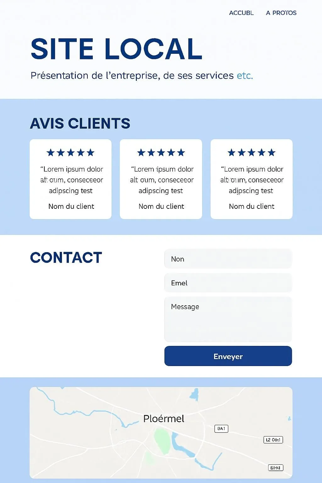 découvrez un exemple de site web optimisé pour une entreprise à ploërmel, conçu pour attirer plus de clients locaux grâce à un référencement ciblé et un design professionnel.