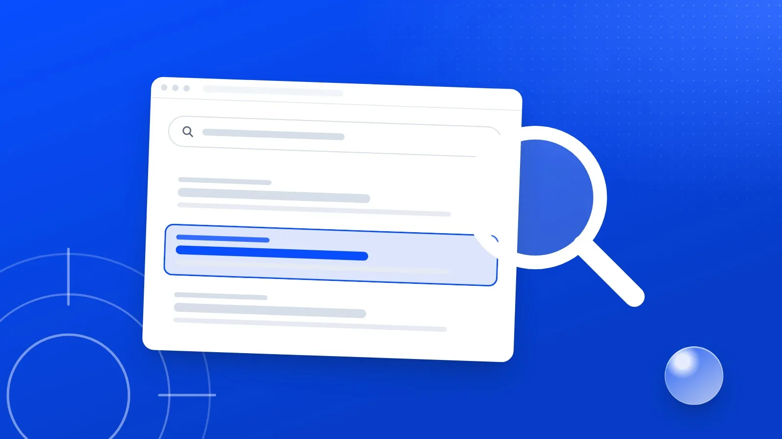 Illustration : une page de résultats Google examinée à la loupe