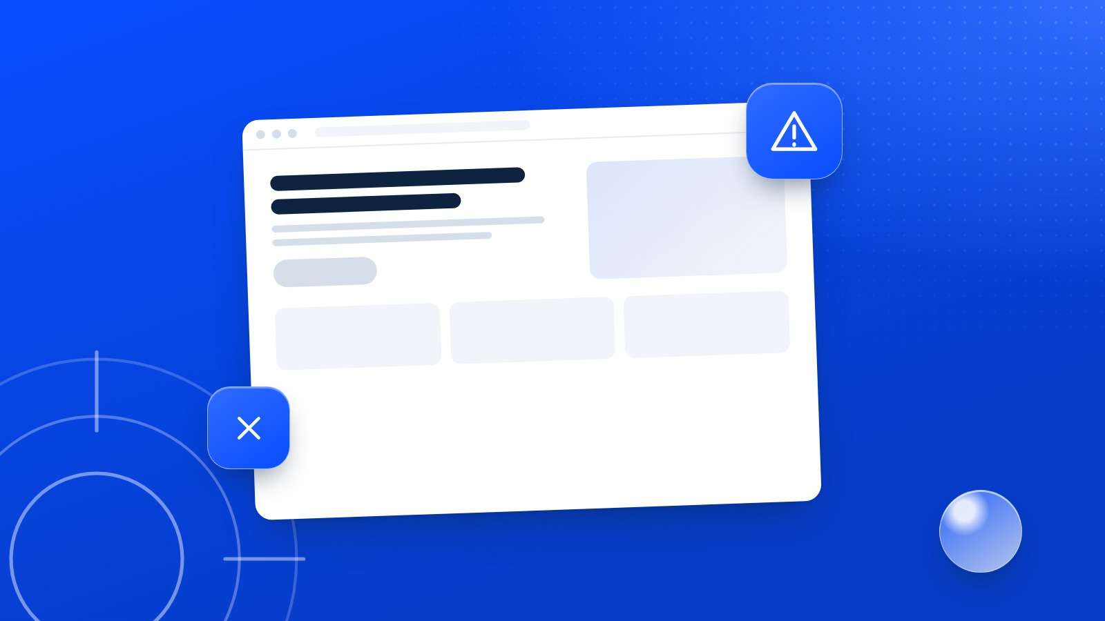 Illustration : une page de site internet signalée par un panneau d'alerte et une croix
