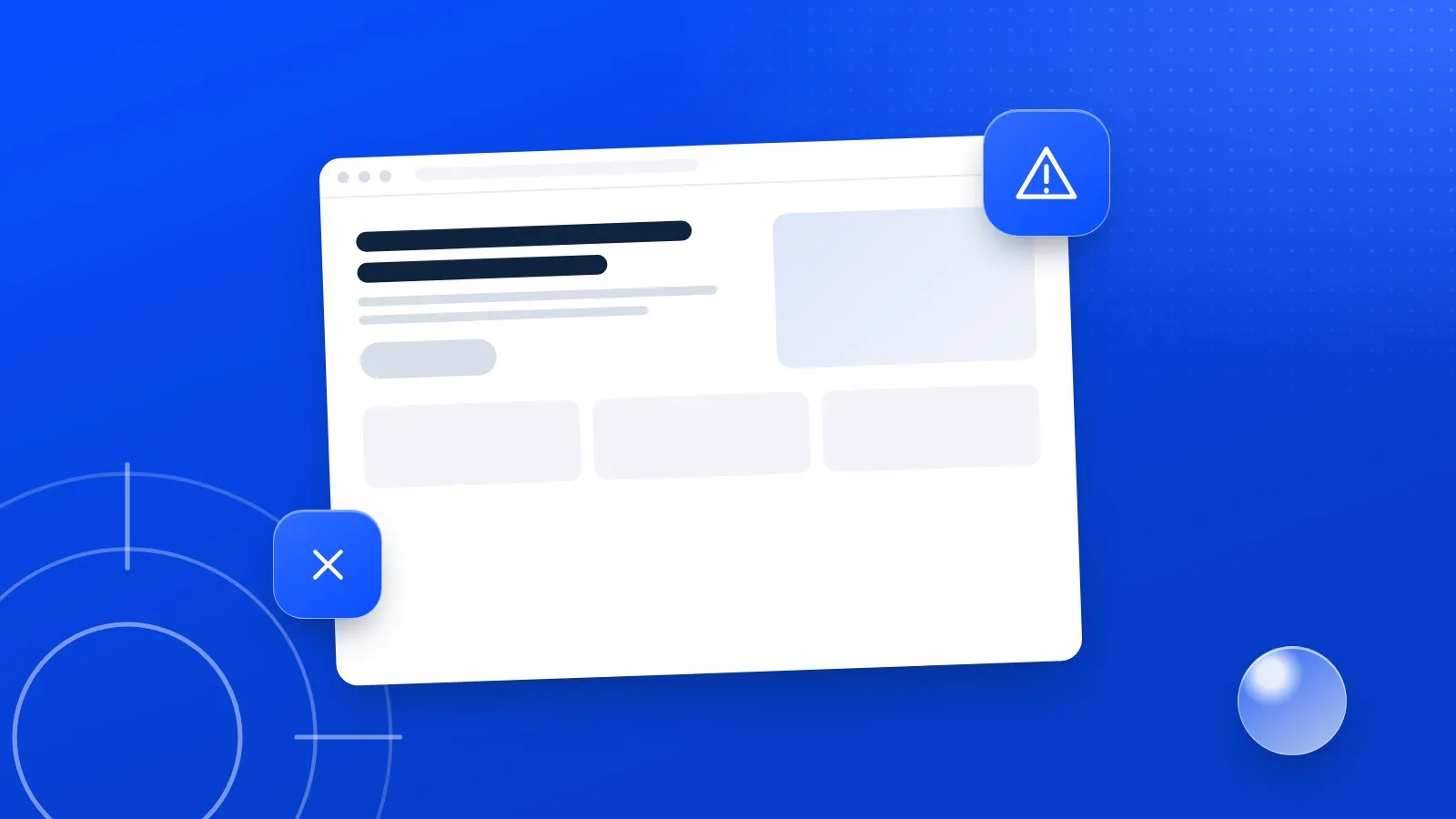 Illustration : une page de site internet signalée par un panneau d'alerte et une croix