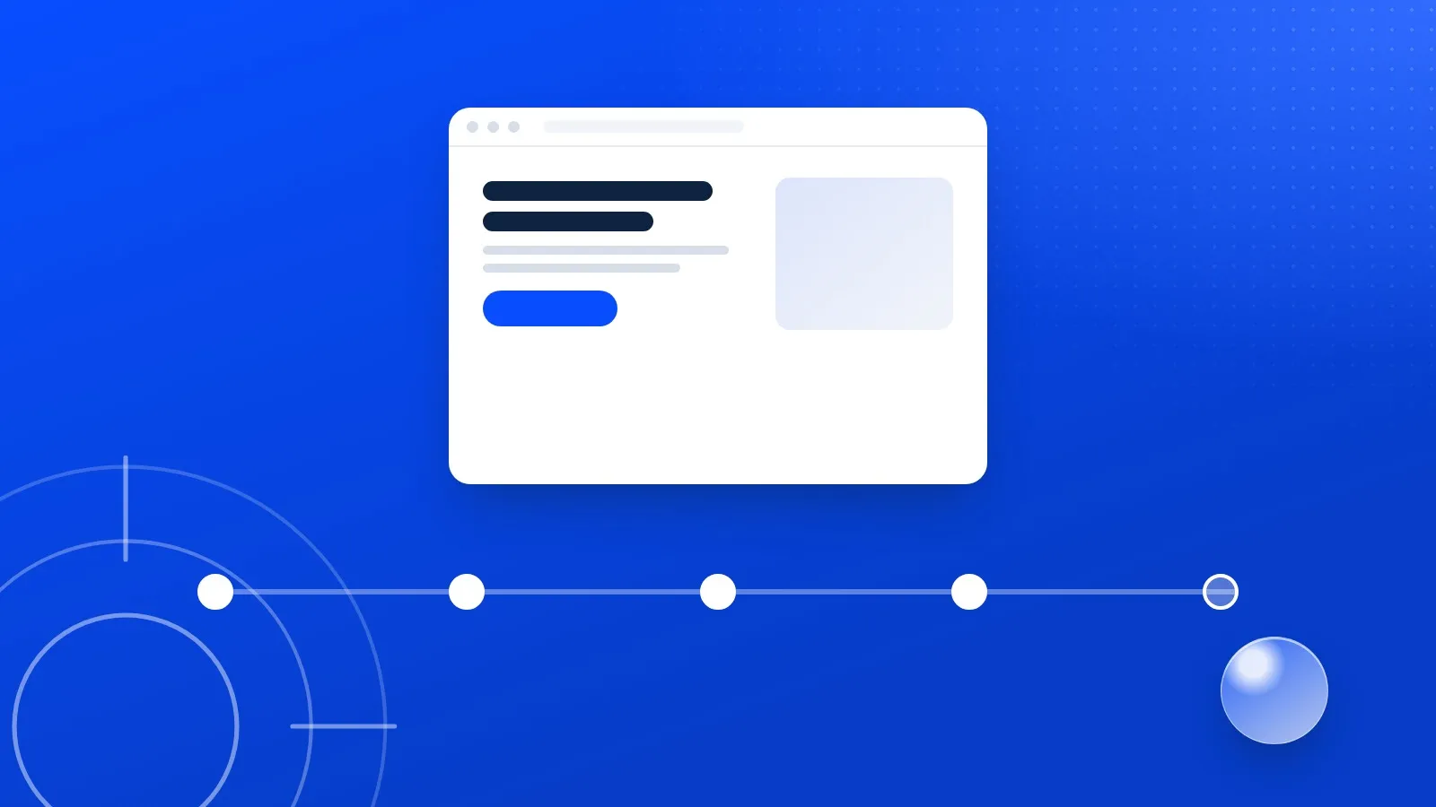 Illustration : une frise de cinq étapes menant à un site internet terminé