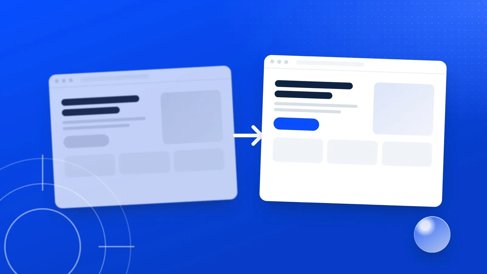 Illustration : un ancien site terne et flou à côté du même site refait, net et lumineux